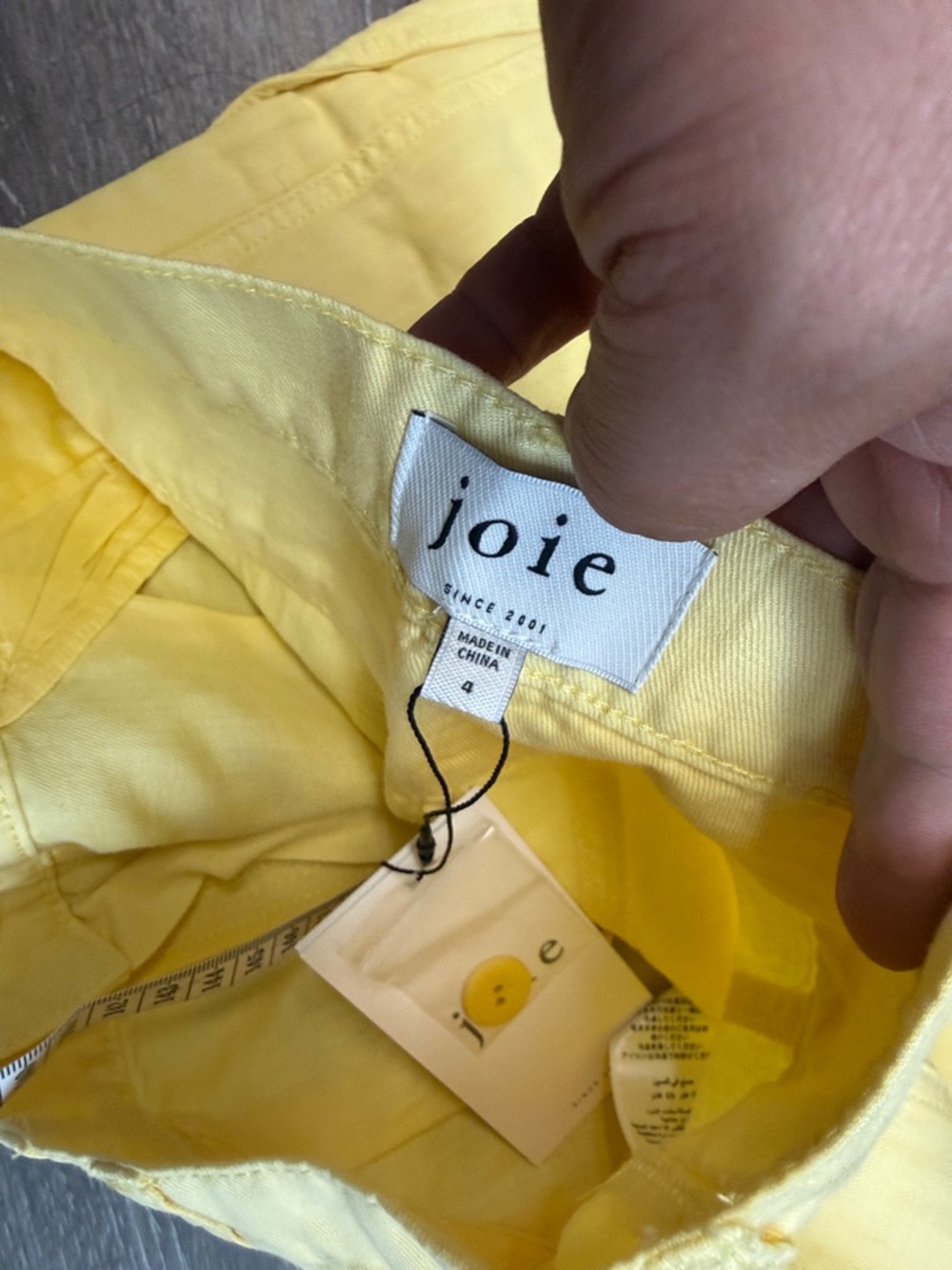 Joie Bright Yellow size 4 New womens cotton linen blend ankle pants - Picture 9 of 9